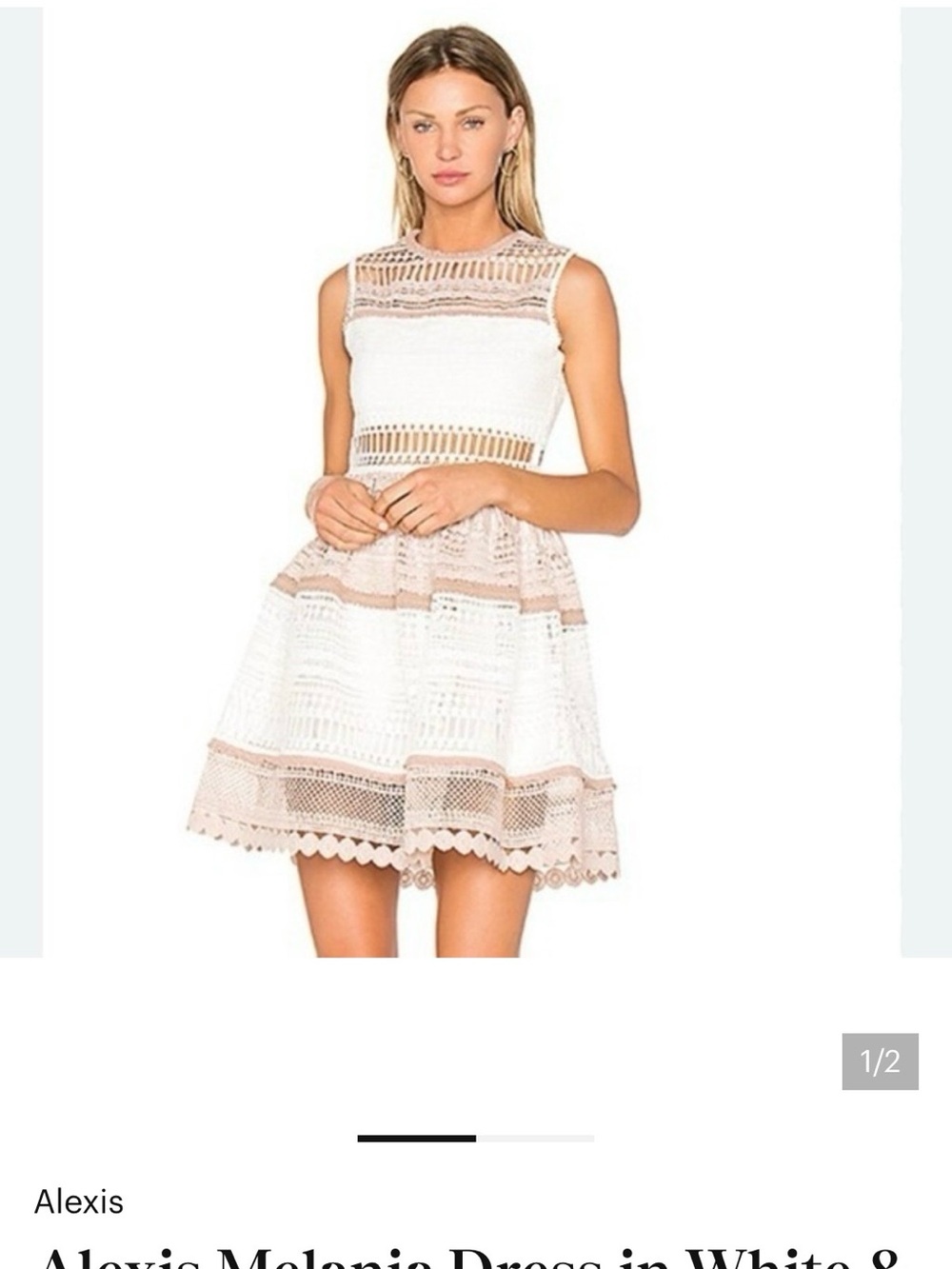 Alexis White and Blush Crochet Fit-and-Flare Mini Dress